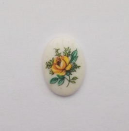 Vintage Cabochon met Roos Geel 18x13mm Limited