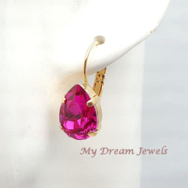 Oorbellen Belle met Swarovski crystal "Fuchsia"