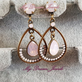 Bronskleurige Oorstekers Ibiza Style Lovely Rose Opal
