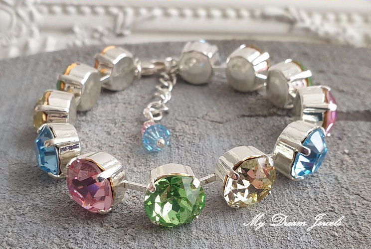 Armband "Shiny Multi Light Pastel" met Vintage Swarovski