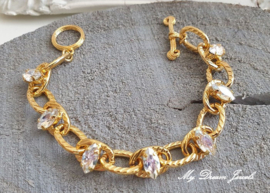Schakelarmband "Gold & Moonlight "met Swarovski
