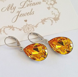 Oorhangers Swarovski Druppel Sunflower 18x13mm