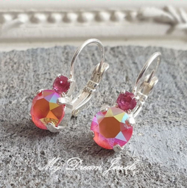 Oorbellen Fem met Swarovski "Rose & Crystal Coral Glow "