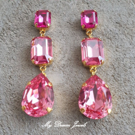 Oorstekers  met Swarovski Crystal "Glamour Pink"