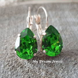 Oorbellen Belle met Swarovski druppel "Fern Green"