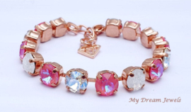 Armband Alison " Crystal Pink Delite  " met o.a. Swarovski Crystal