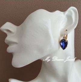 Oorbellen Druppel met Swarovski Helder Crystal & Crystal Heliotrope