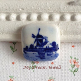 Vintage Cabochon Delfts Blauw Molen  ( 15mm )  Limited