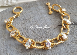 Schakelarmband "Gold & Moonlight "met Swarovski