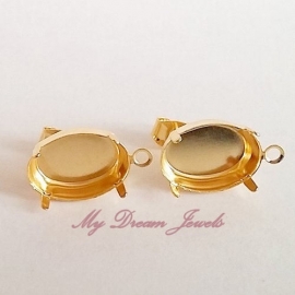 Oorstekers met oog Goudkleurig voor Swarovski Ovaal 4120 14x10mm