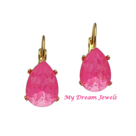 Oorbellen Belle met Swarovski druppel Crystal Electric Pink