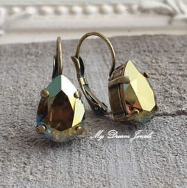 Oorbellen Belle met Swarovski Druppel "Crystal Iridescent Green"