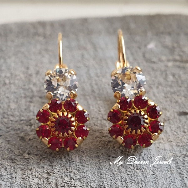 Oorhanger Crystal met Vintage Swarovski Flower Siam
