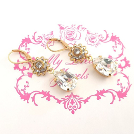 Oorhangers Vintage Swarovski Flower Crystal