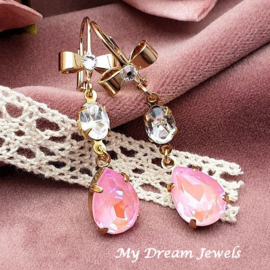 Oorbellen Papillon Crystal met druppel Shiny Dahlia Pink