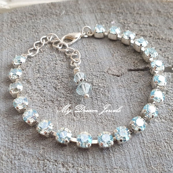 Armband " Ice Blue Moon " met Swarovski