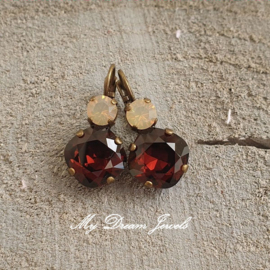 Oorbellen Square met Swarovski Sand Opel/Mocca