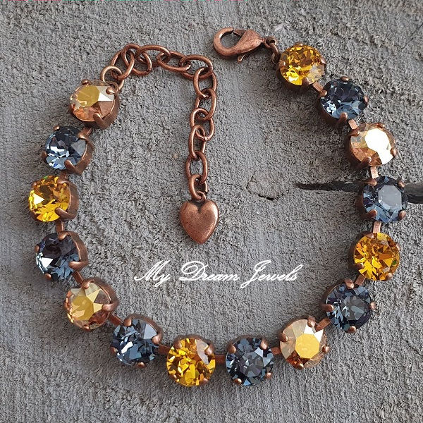 Armband Alison "Denim Gold Sunshine" met Swarovski Crystal