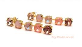 Oorstekers " Blush Peach " met Swarovski Crystal