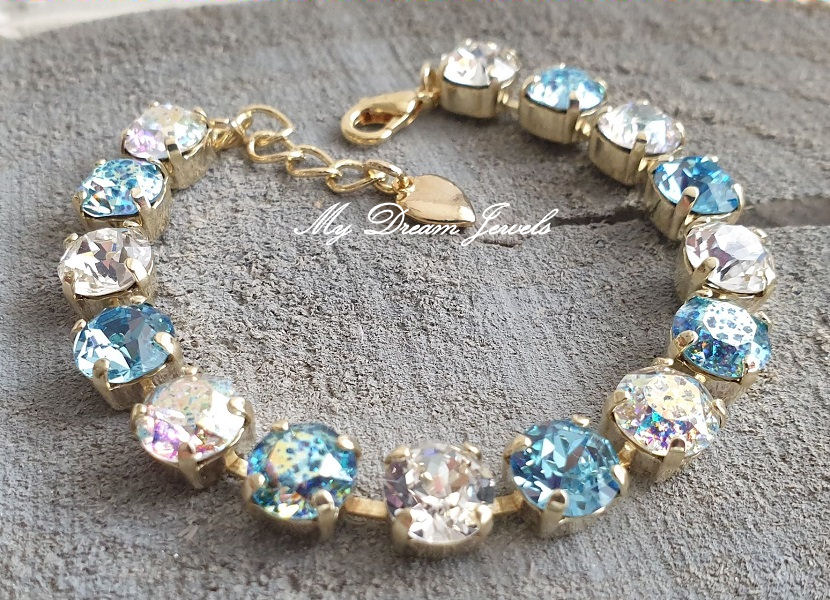 Armband Alison "Twinkle Aqua Patina" met  Swarovski Crystal