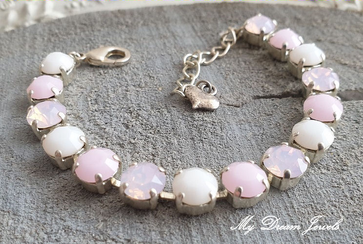 Armband Alison "Soft Pink & White" met Swarovski Crystal
