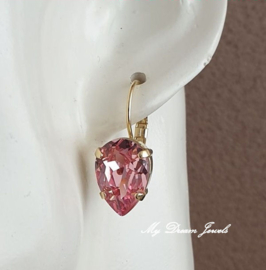 Oorbellen Becca met Swarovski Druppel "Light Rose"