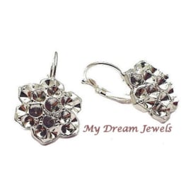 DQ Oorbellen Flower Zilverkleur voor Swarovski puntstenen