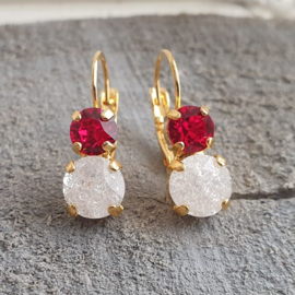 Oorbellen Lara " Red Crystal Ice " met o.a. Swarovski Crystal