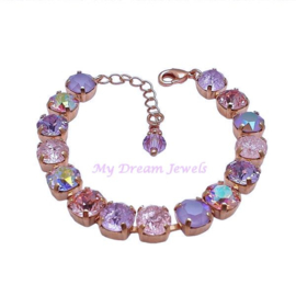 Armband Alison "  Sweet Crushed Pink & Violet " met o.a. Swarovski Crystal