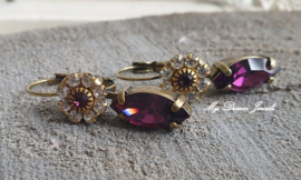 Oorbellen Swarovski Crystal Flower/Navette Amethyst