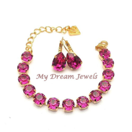 Oorbellen Belle met Swarovski crystal "Fuchsia"