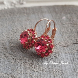 Oorbellen met Swarovski Indian Pink