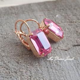Oorbellen Emma met Swarovski Octagon " Rose Diamond"