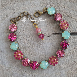 Armband Vintage Flower Fuchsia met Swarovski Crystal