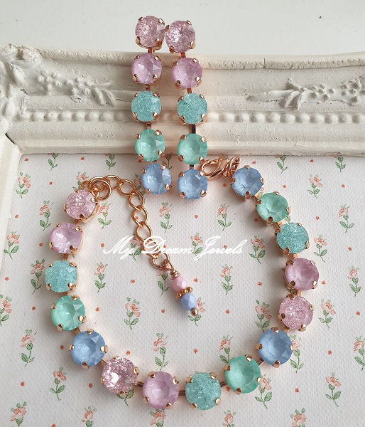 Armband Alison "Pastel Crushed Ice" met o.a. Swarovski Crystal