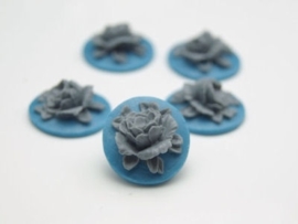 Cabochon Bloem Blauw en Licht Blauw