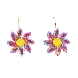 Oorbellen Daisy Flower  Sun of Fire met Swarovski Crystal