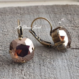 Oorbellen Square met Swarovski Brown Delight