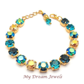 Armband met Swarovski Crystal Montana Blue/ Metallic Sunshine/Blue Zircon