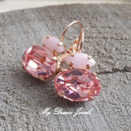 Oorbellen met Swarovski Crystal Rose Alabaster & Light Rose
