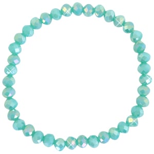 Basis Armbandje met Facetkralen Light Teal Green Pearl