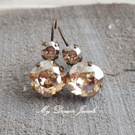 Oorbellen Square met Swarovski Crystal Golden Shadow