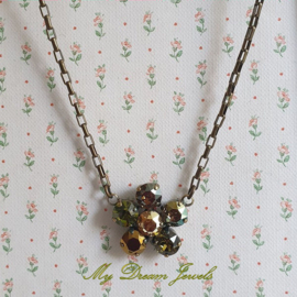 Ketting Flower "Fall Iridescent Olivine" met Swarovski Crystal