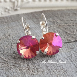 Oorbellen Rivoli met  Swarovski " Rose Brandy"
