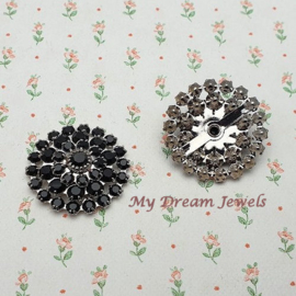 Vintage Swarovski Flower Component Jet Black