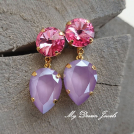 Oorstekers met Swarovski Crystal  Pink Lilac