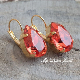 Oorbellen Sofia met Swarovski Druppel" Padparadscha "