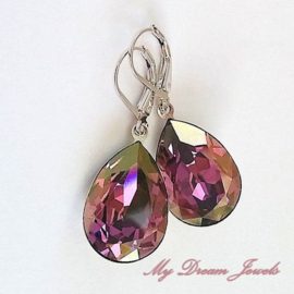 Oorhangers Swarovski Druppel Lilac Shadow  18x13mm