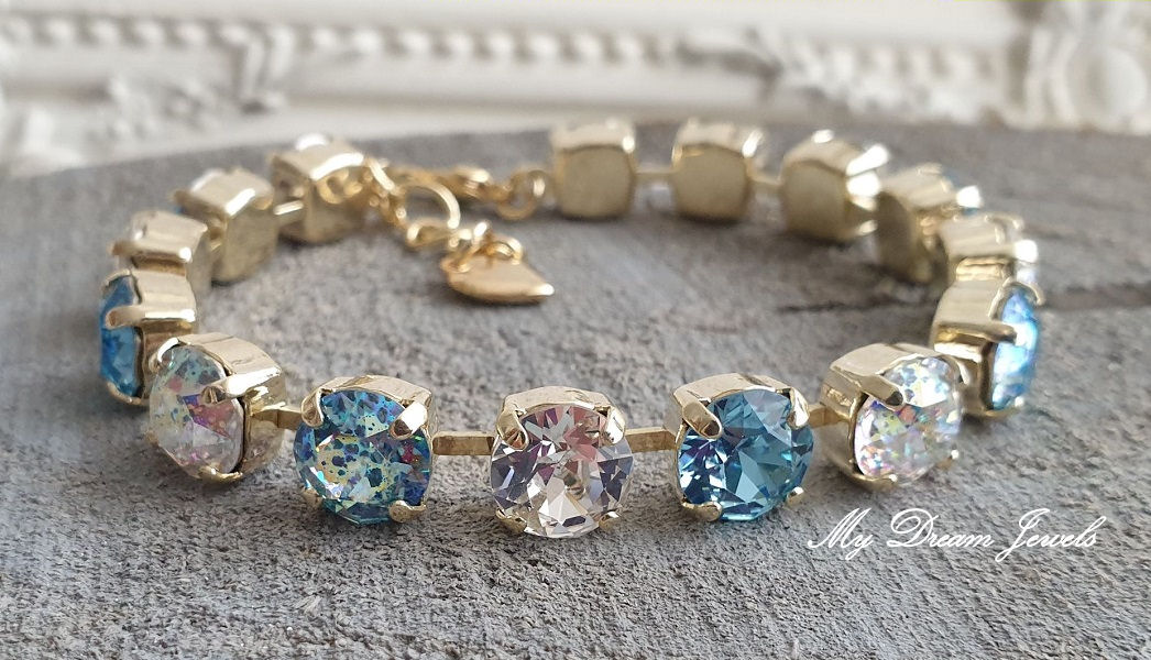 Armband Alison "Twinkle Aqua Patina" met  Swarovski Crystal