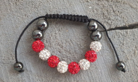 Kinder Chamballa  Strass armbandje Rood/Wit